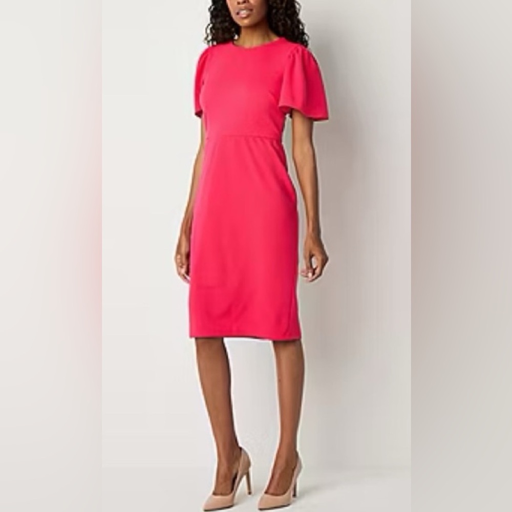 NWT Liz Claiborne 16 Teaberry Pink Sheath Dress Wedding Guest Pageant Business